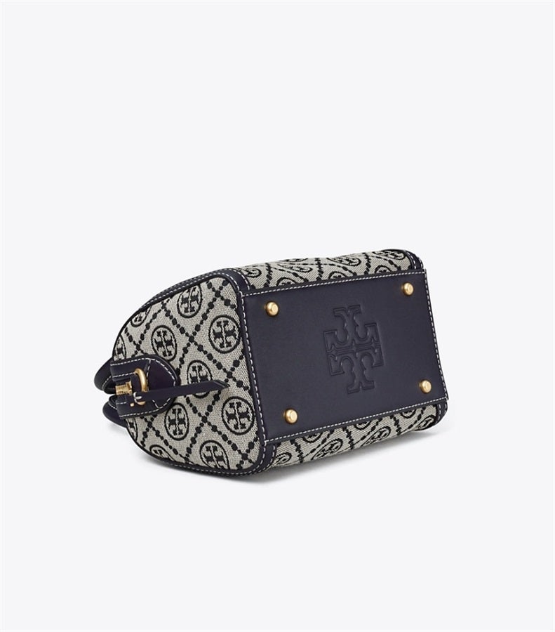Burch TB Women's T Monogram Jacquard Barrel Petite Bag Tory Navy - Image 5